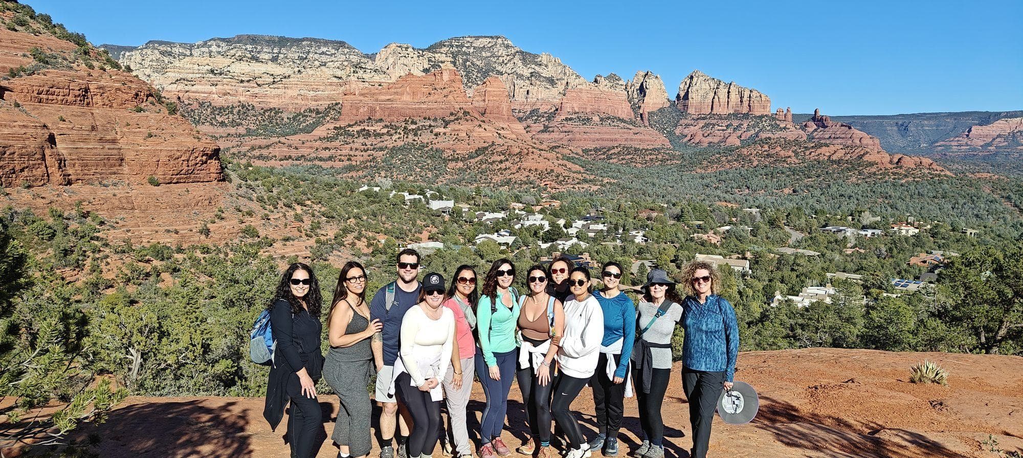 The group on the red rocks after the hike